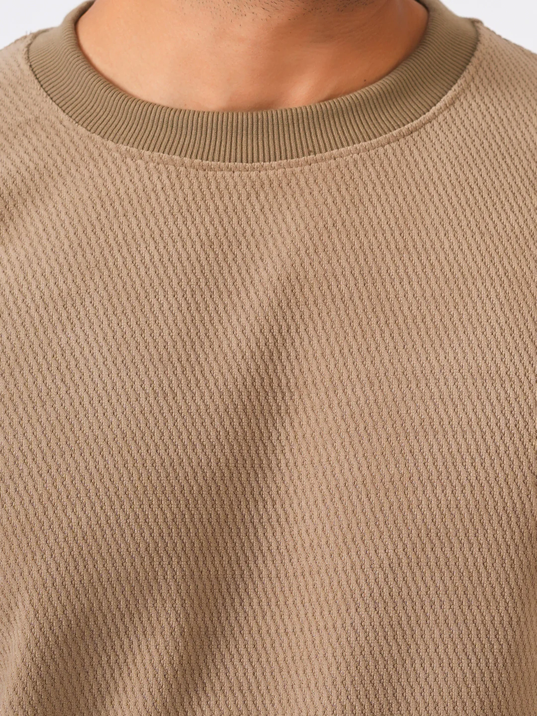 Fawn Solid textured Sweat Knit Sweater - Image 6